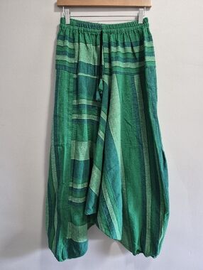 Peach Pebble Green Patchwork Harem Pants Boho Hippie Yoga Large
